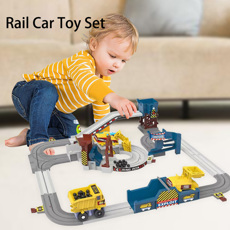 Kids Toys Electric - Zestaw kolejowy z elektrycznym pociągiem górniczym,