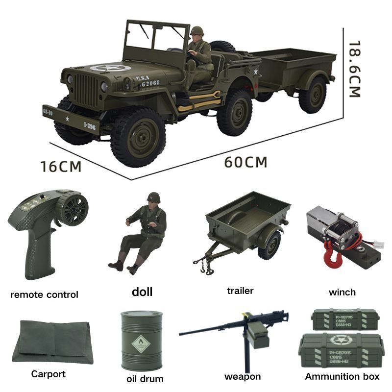 Kids Toys Under $10 - Samochód RC JJRC C8815 1941 JEEP